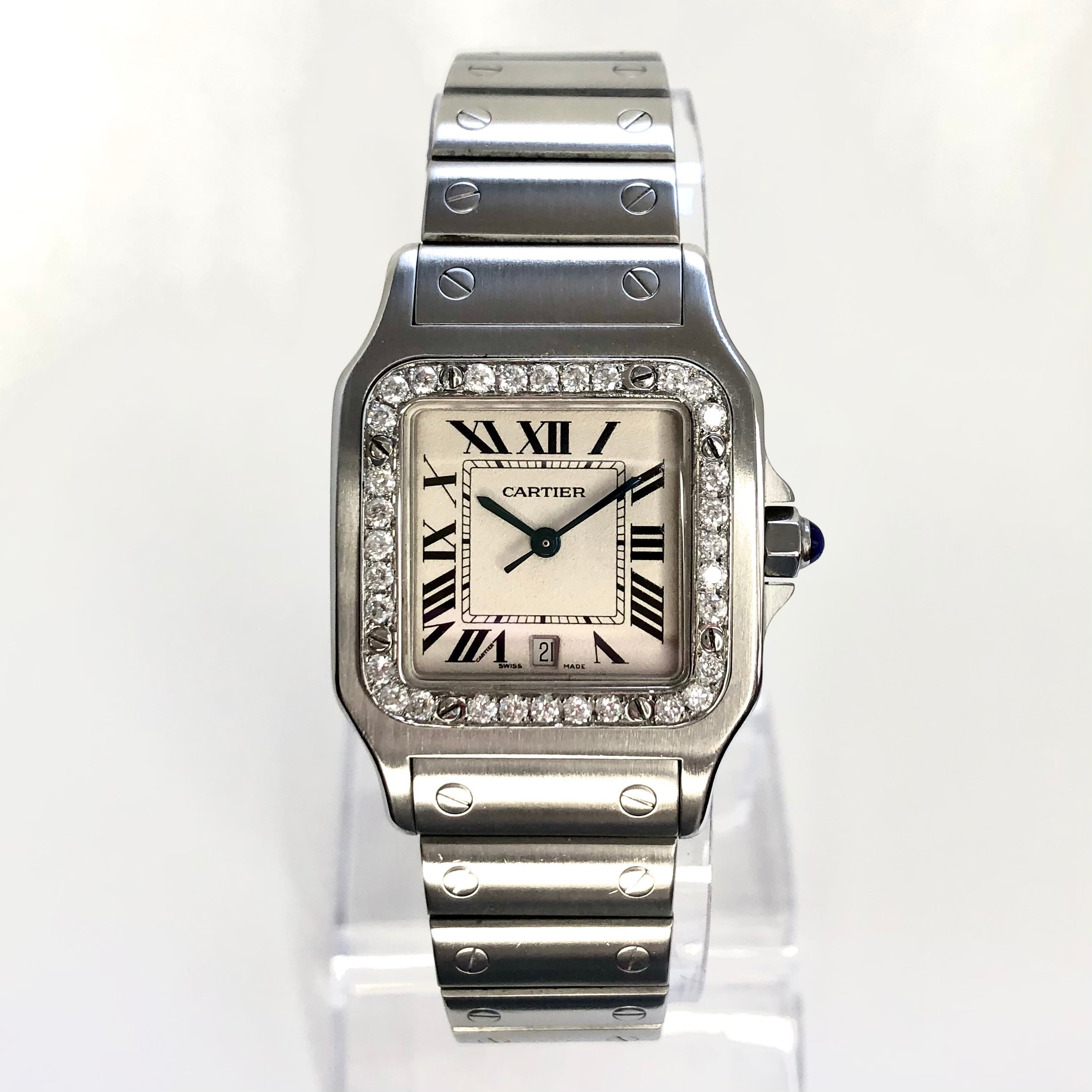 cartier santos women's stainless steel watch
