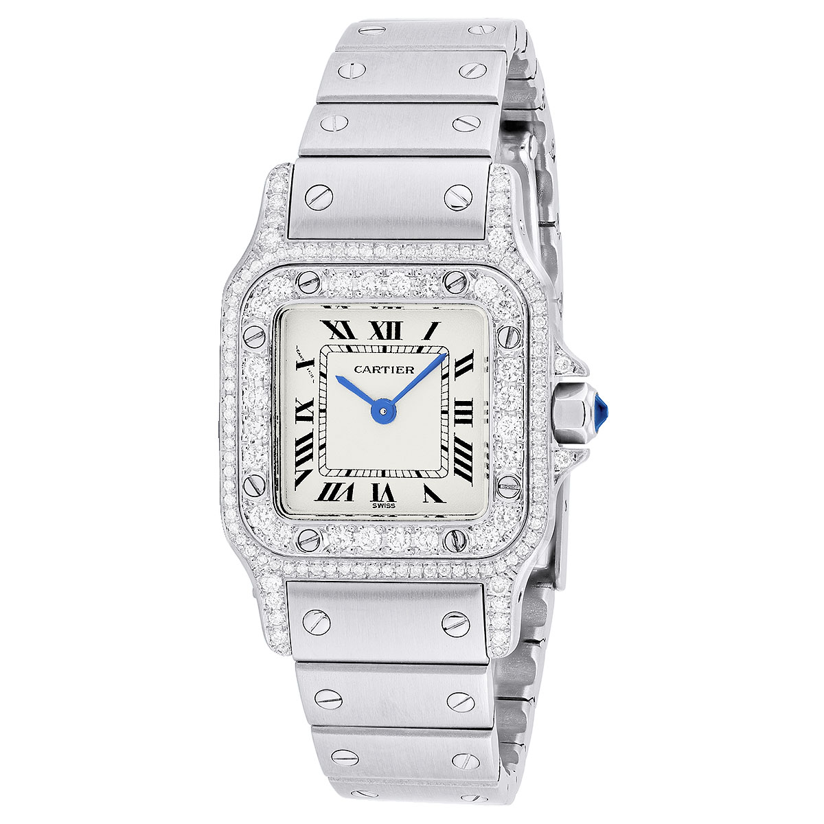 Cartier Santos Galbee Women's Diamond Watch 24mm Quartz 1.06ct Off