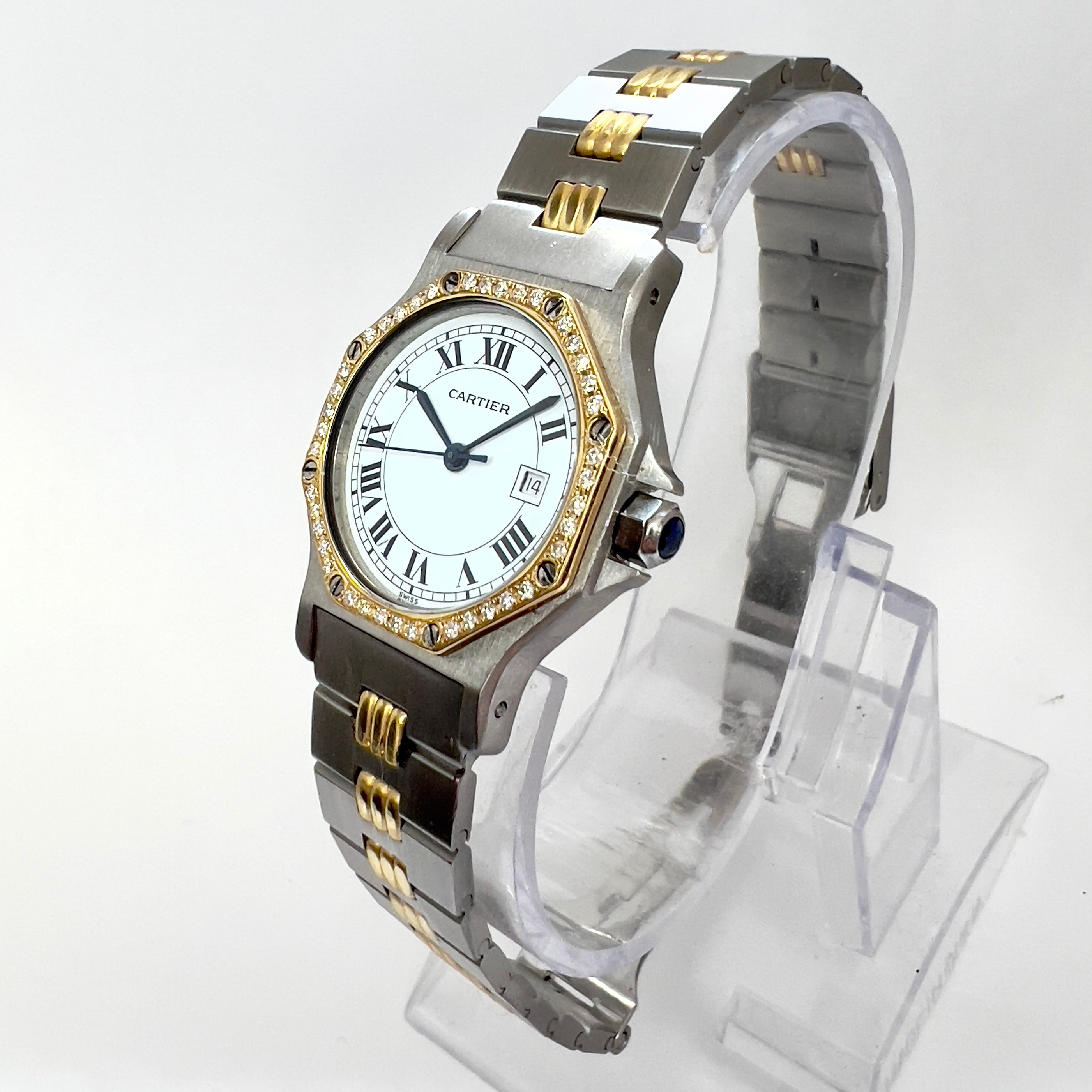Cartier santos octagon gold plated watch 26mm Cartier Santos Octagon – Analog:Shift main image 3