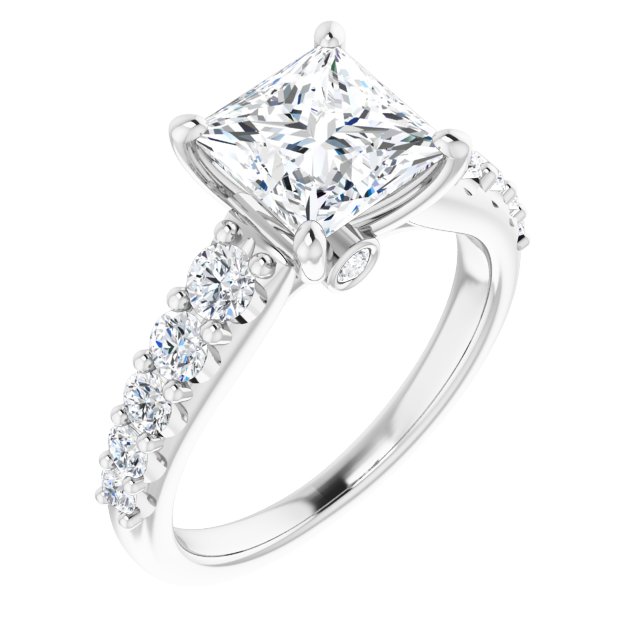 Item Code: ST098DNS, Warranty: 12 months, Ring Style: Birthstone, Metal: 14K Gold, Bridal: Bridal, Engagement, Setting Type: Accented, Bezel, Personalization: Yes, Carat Weight: 2 ct, Type of Gemstone: Diamond, Shape: Princess, Round, Color: H, Clarity: SI1, Stone Setting Type: Prong, Bezel, Shared Prong.