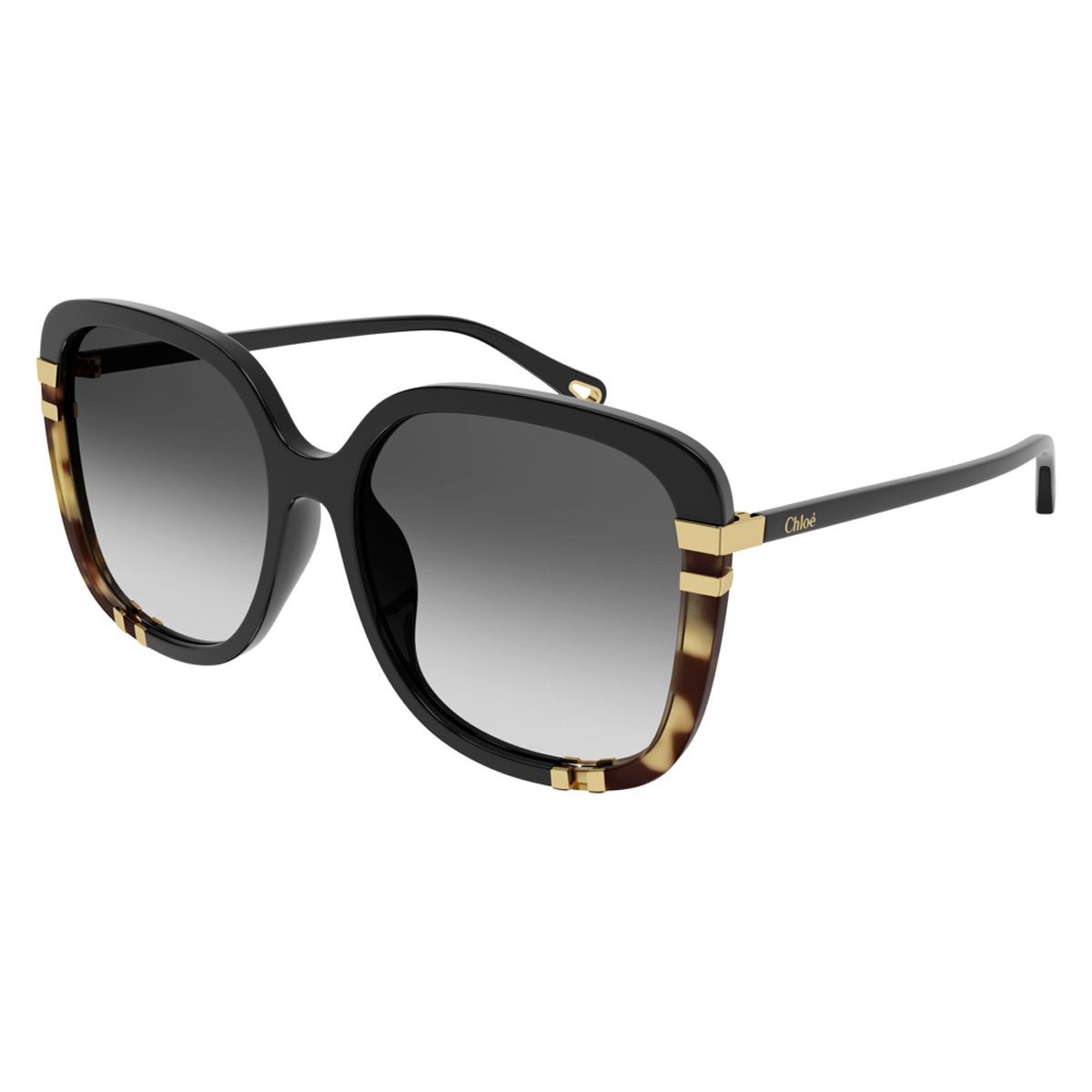 Chloé Black Sunglasses with Gold Trim Chloe CH0329S Round Sunglasses | Fashion Eyewear US main image 2