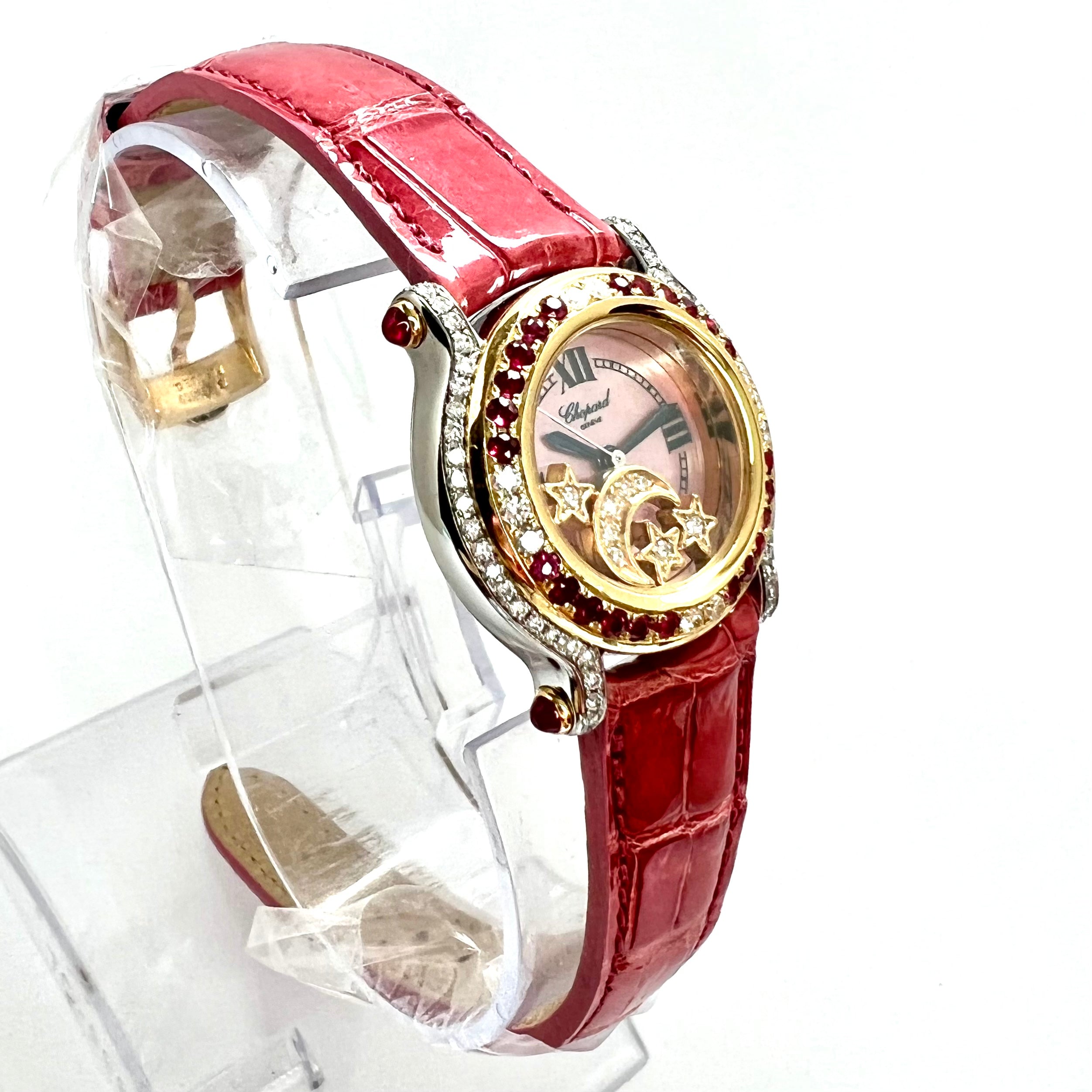 Chopard Happy Sport 26mm Two-Tone Diamonds & Red Rubies 