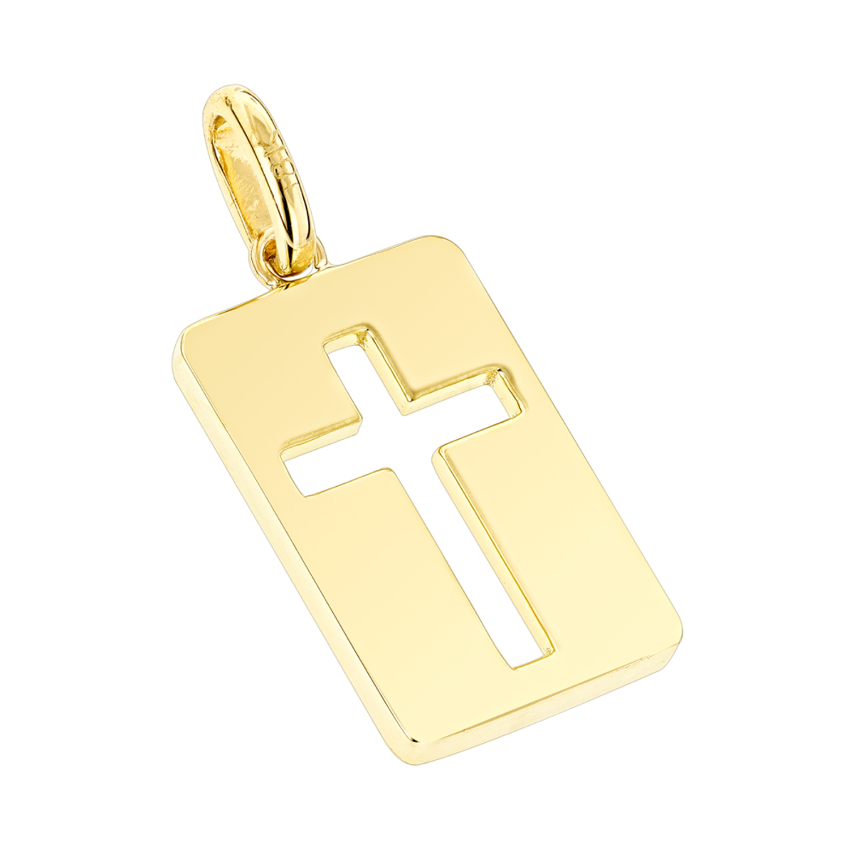 Custom Luccello 18K Solid Gold Dog Tag Cross Pendant 001115