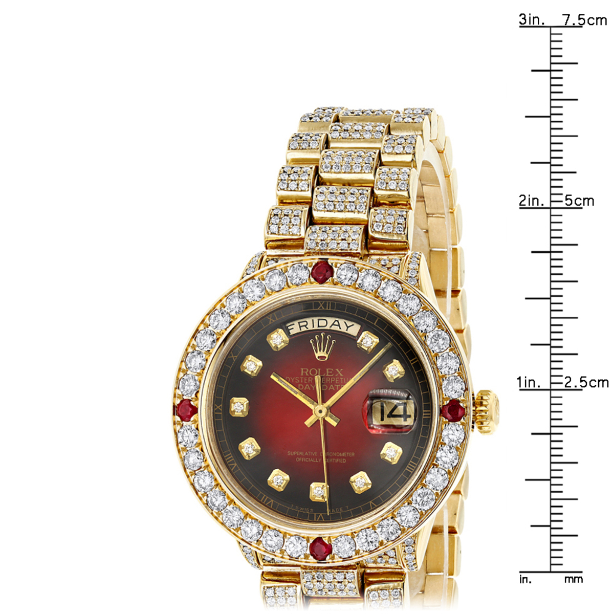 Custom Mens 18k Gold Rolex Day-Date President Diamond and 