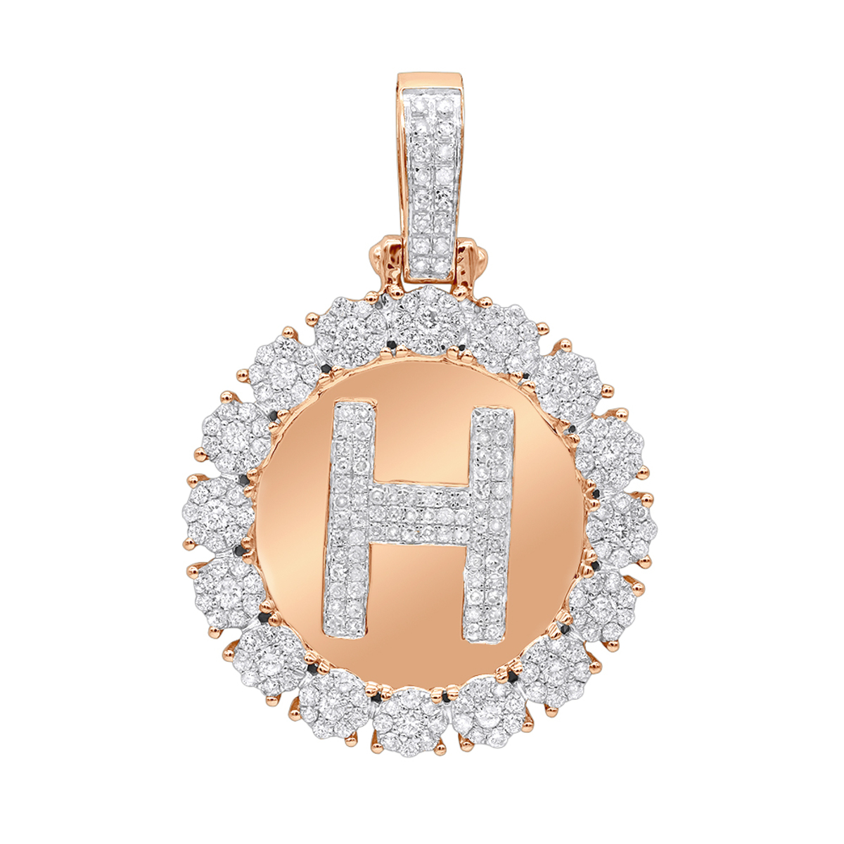 14K Gold Customizable 2Ct Diamond Medallion Pendant For Men 100482