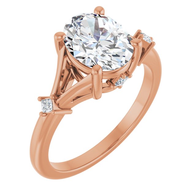 Dahlia 2 Carat Oval Lab Grown Diamond Accented Engagement Ring