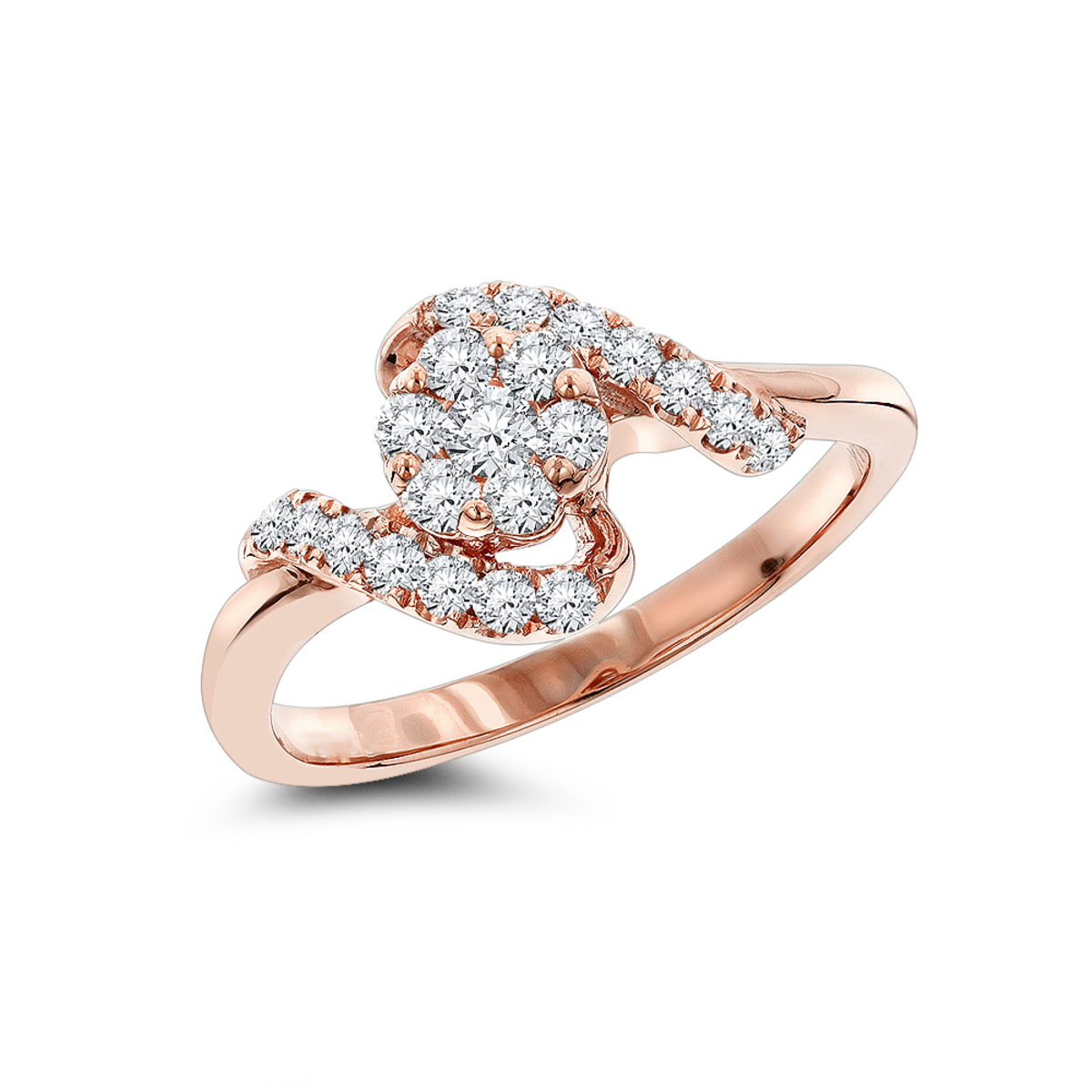 Item Code: 890542, Approx. Weight: 4 g, Warranty: 12 months, Ring Style: Birthstone, Metal: 14K Gold, Bridal: Bridal, Engagement, Promise, Setting Type: Cluster, Width: 3/8in (10mm), Carat Weight: 0.59 ct, Type of Gemstone: Diamond, Shape: Round, Color: H, Clarity: SI, Stone Setting Type: Pave.
