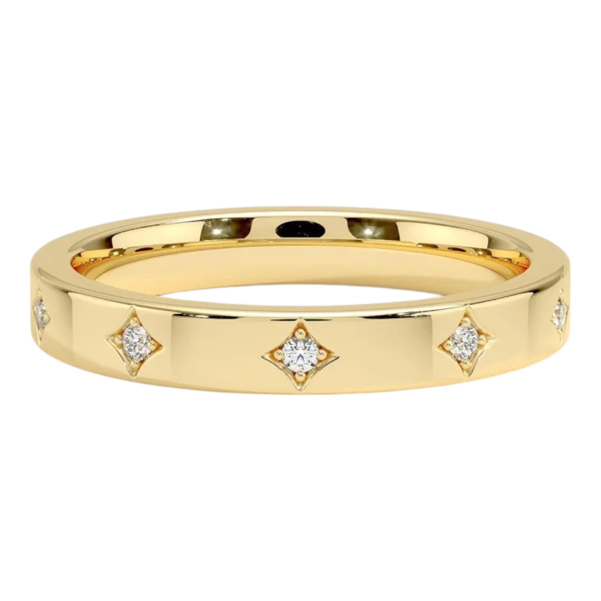 Item Code: HD2201, Warranty: 12 months, Metal: 18K Rose Gold, Bridal: Band, Eternity, Wedding, Width: 1/8in (3mm), Personalization: Yes, Carat Weight: 0.09 ct, Type of Gemstone: Diamond, Shape: Round, Color: F-G, Clarity: SI, Stone Setting Type: Prong.