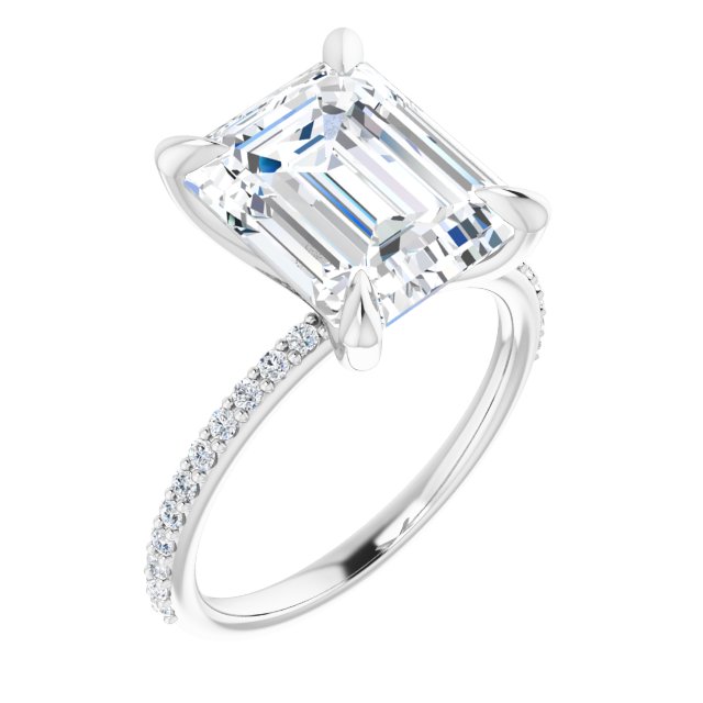 Item Code: ST033DNE, Warranty: 12 months, Ring Style: Birthstone, Metal: 14K Gold, Bridal: Bridal, Engagement, Setting Type: Accented, Width: 1/2in (12mm), Personalization: Yes, Jewelry Shape: Rectangle, Carat Weight: 5 ct, Type of Gemstone: Diamond, Shape: Emerald, Round, Color: H, Clarity: SI1, Stone Setting Type: Claw Prong, Pinpoint.