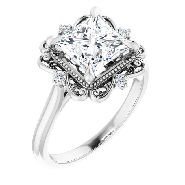 Item Code: ST124DLS, Warranty: 12 months, Metal: 14K Gold, Ring Style: Birthstone, Vintage, Bridal: Bridal, Engagement, Width: 1/2in (12.5mm), Carat Weight: 1 ct, Type of Gemstone: Diamond, Shape: Princess, Round, Color: F, Clarity: VS1, Stone Setting Type: Claw Prong, Prong.