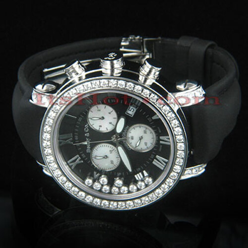 Floating Diamond Watch by Benny Co 4ct Mens Black 963146