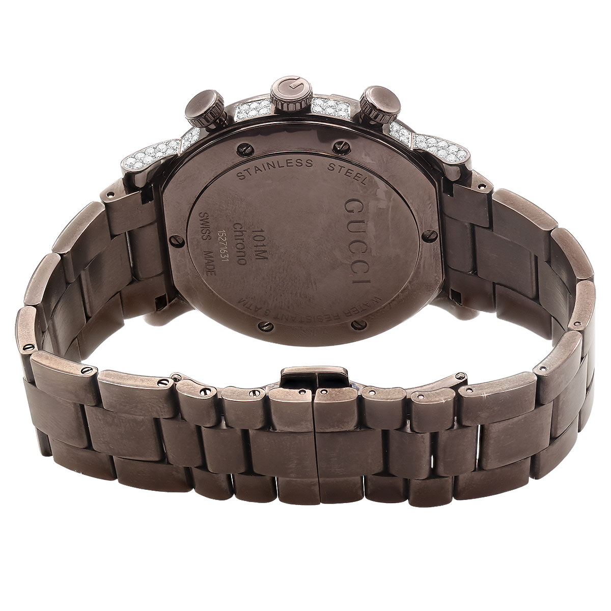 Genuine Men's Gucci Chrono Diamond Watch 101M Brown YA101341 5.5