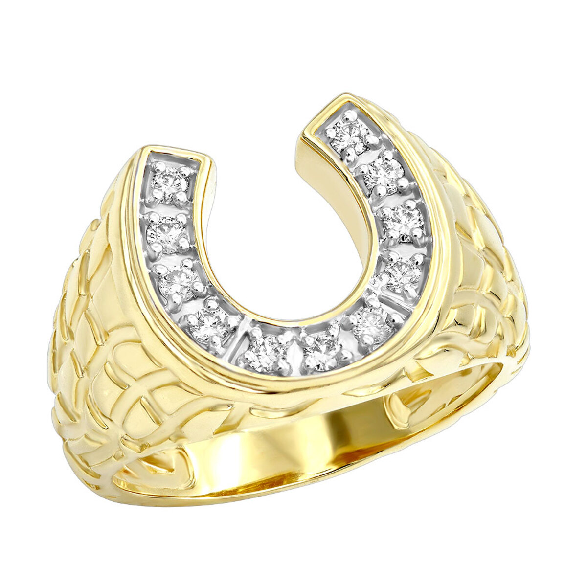 MENDEL Gold Plated Horseshoe Ring For Men Women – Stainless Steel Band Sizes 6-13