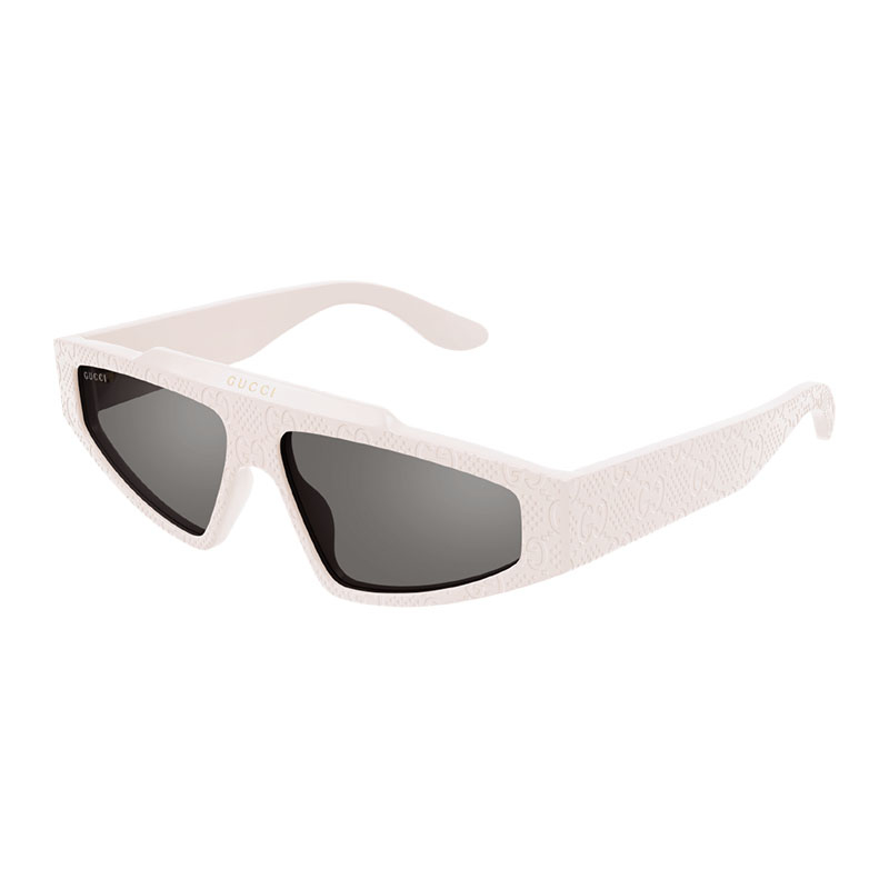 Item Code: M08416, UPC: 889652489537, Glasses Style: Cat Eye, Glasses Type: RX-Sunglasses, Frame Color: Ivory with GG Pattern, Frame Material: Recycled Acetate, Lens Color: Grey Mirror, Bridge Size: 13 mm, Sun Protection: 100% UV, Temple Length: 145 mm.