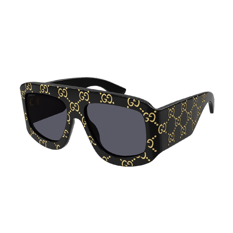 Gucci Men's Designer Square Black With Gold GG Pattern RX