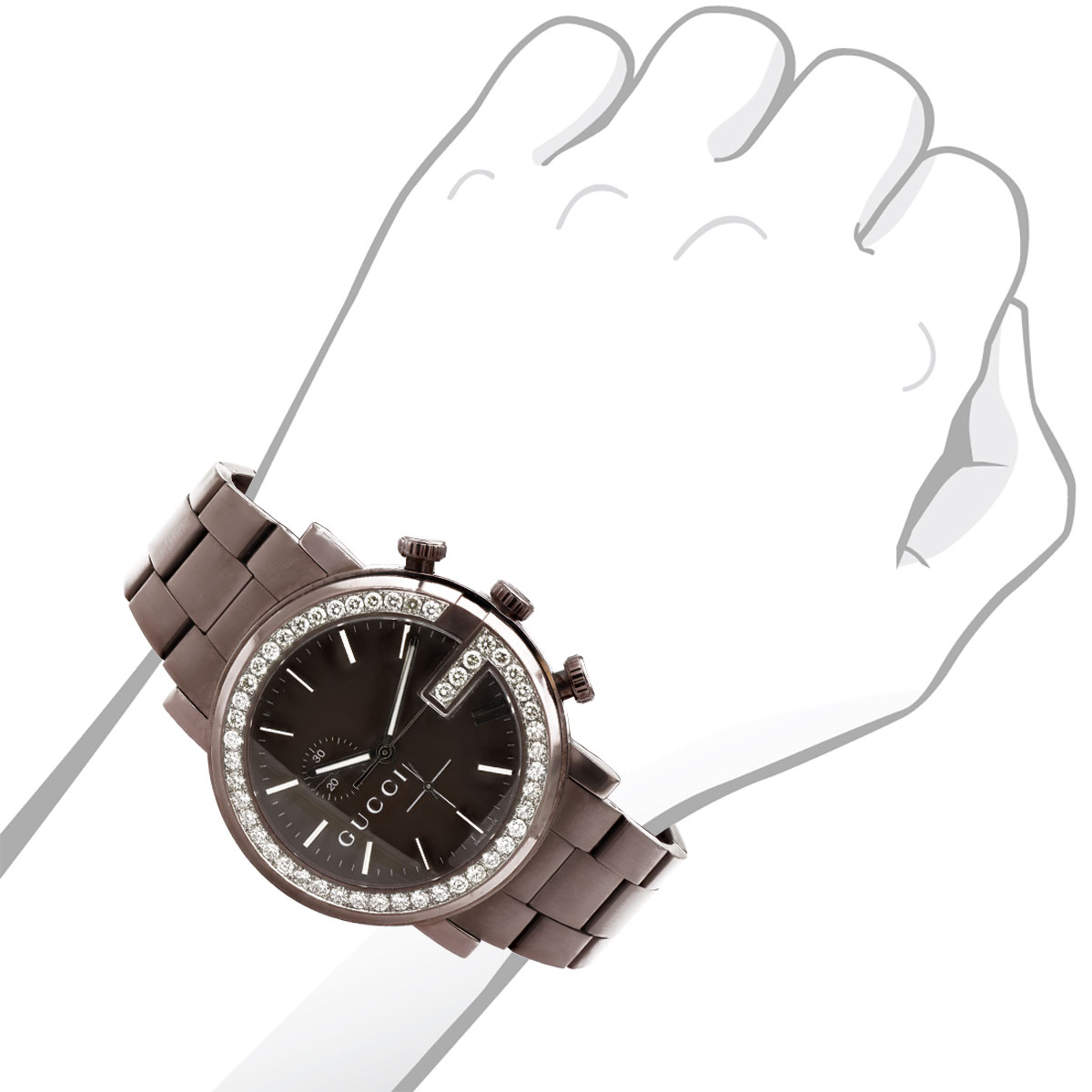 Gucci G-Chrono Men's Diamond Watch 3.1ct Brown 44mm YA101341 964840
