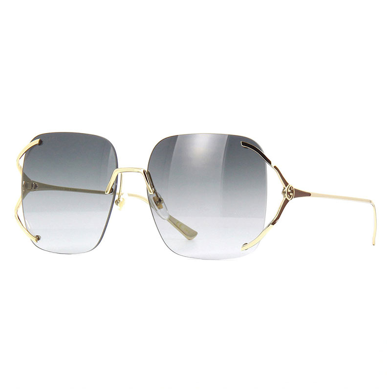 Gucci Gold Frame Grey Gradient Women\'s Sunglasses Gucci GG0879S XXS (61 - 18) with Grey lenses and Gold frame  main image 2