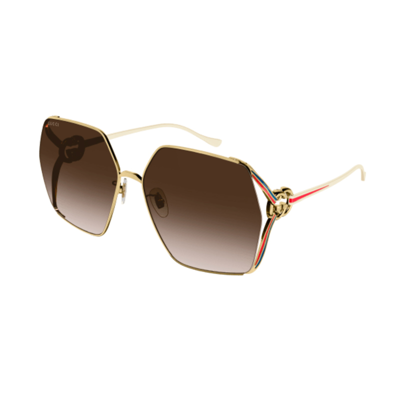 Gucci Designer Gold Frame Gradient Brown Women\'s Sunglasses. NEW In BOX GUCCI GG1604S 003 Gold Brown Orange Mirror Rimless Women  main image 4