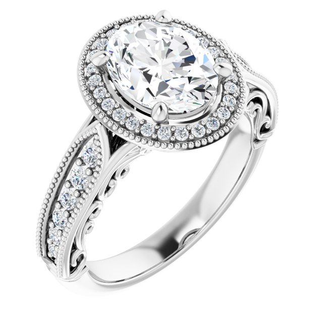 Item Code: ST078DLO, Warranty: 12 months, Ring Style: Birthstone, Vintage, Metal: 14K Gold, Bridal: Bridal, Engagement, Setting Type: Bezel, Halo, Width: 1/2in (13mm), Personalization: Yes, Carat Weight: 2 ct, Type of Gemstone: Diamond, Shape: Oval, Round, Color: F, Clarity: VS1, Stone Setting Type: Prong, Pinpoint, Bezel.