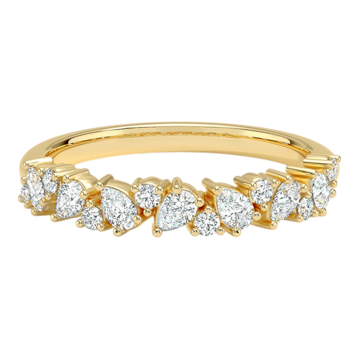 Item Code: HD2225, Warranty: 12 months, Metal: 18K Rose Gold, Bridal: Anniversary, Band, Bridal, Wedding, Width: 1/8in (3.3mm), Personalization: Yes, Carat Weight: 0.43 ct, Type of Gemstone: Diamond, Shape: Round, Pear, Color: F-G, Clarity: SI, Stone Setting Type: Prong.