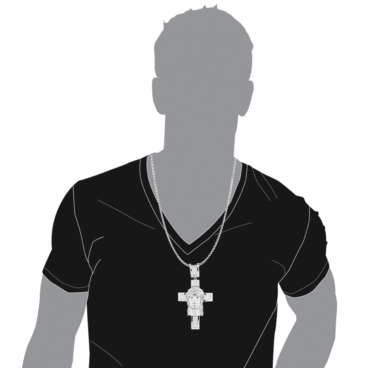 18k Silver Crucifix Necklace Silver Cross Necklace Men Silver Cross
