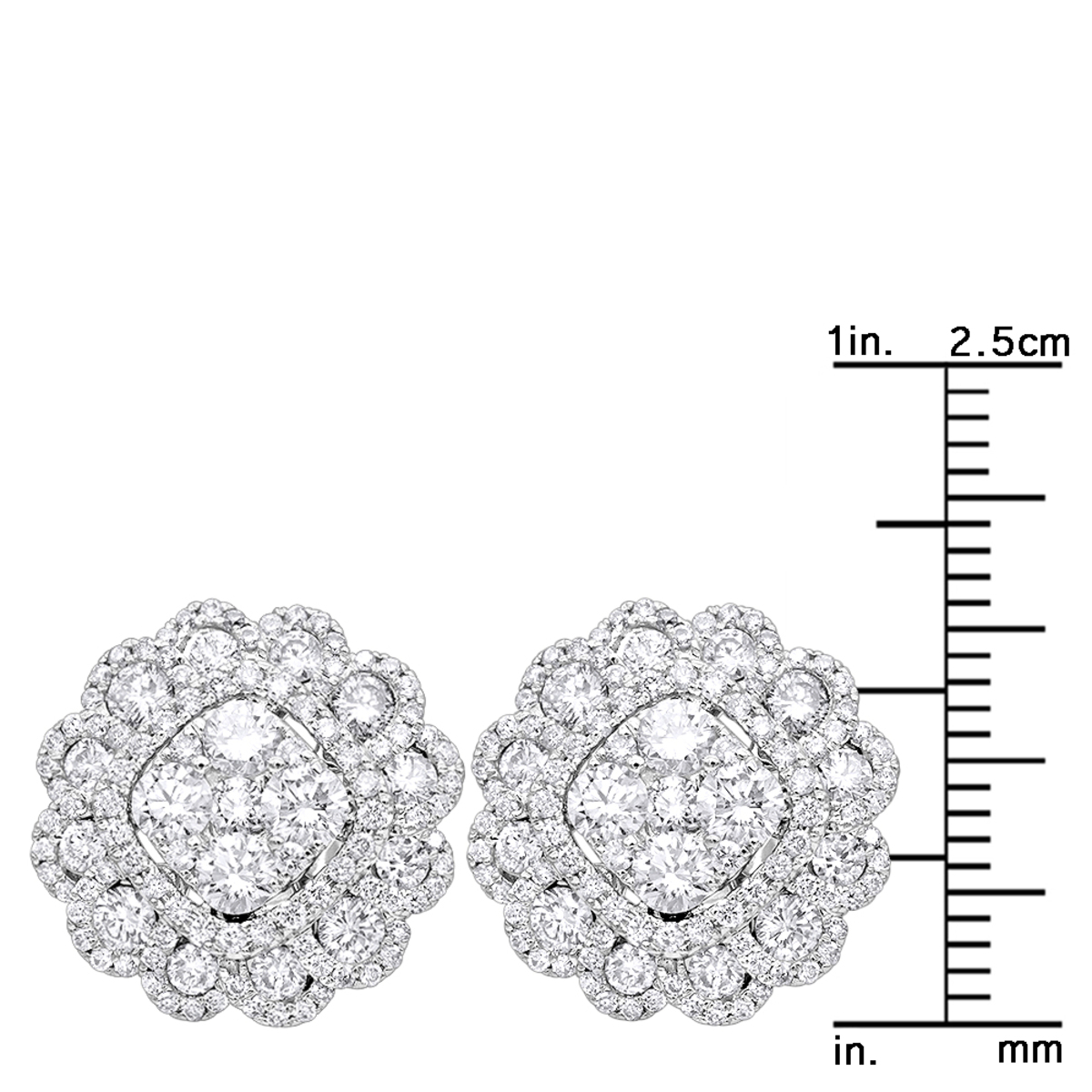 Huge 3 Carat Designer Diamond Stud Earrings For Women Cluster Flower