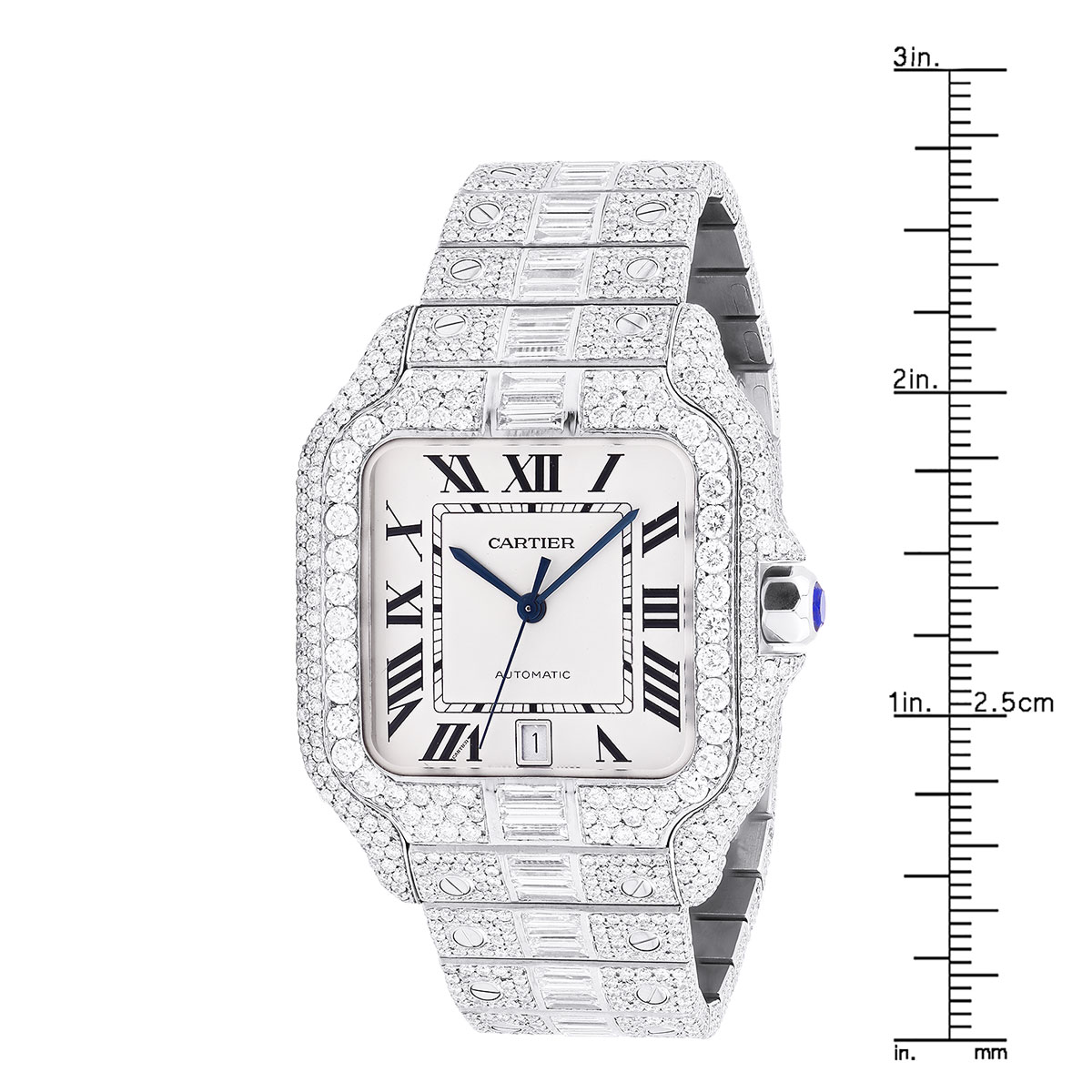 Tsavorite Diamond 5.93 Ct Unisex Luxury New Watch Womens Diamond Watch Yellow Gold Pltd with Leather Band  main image 4