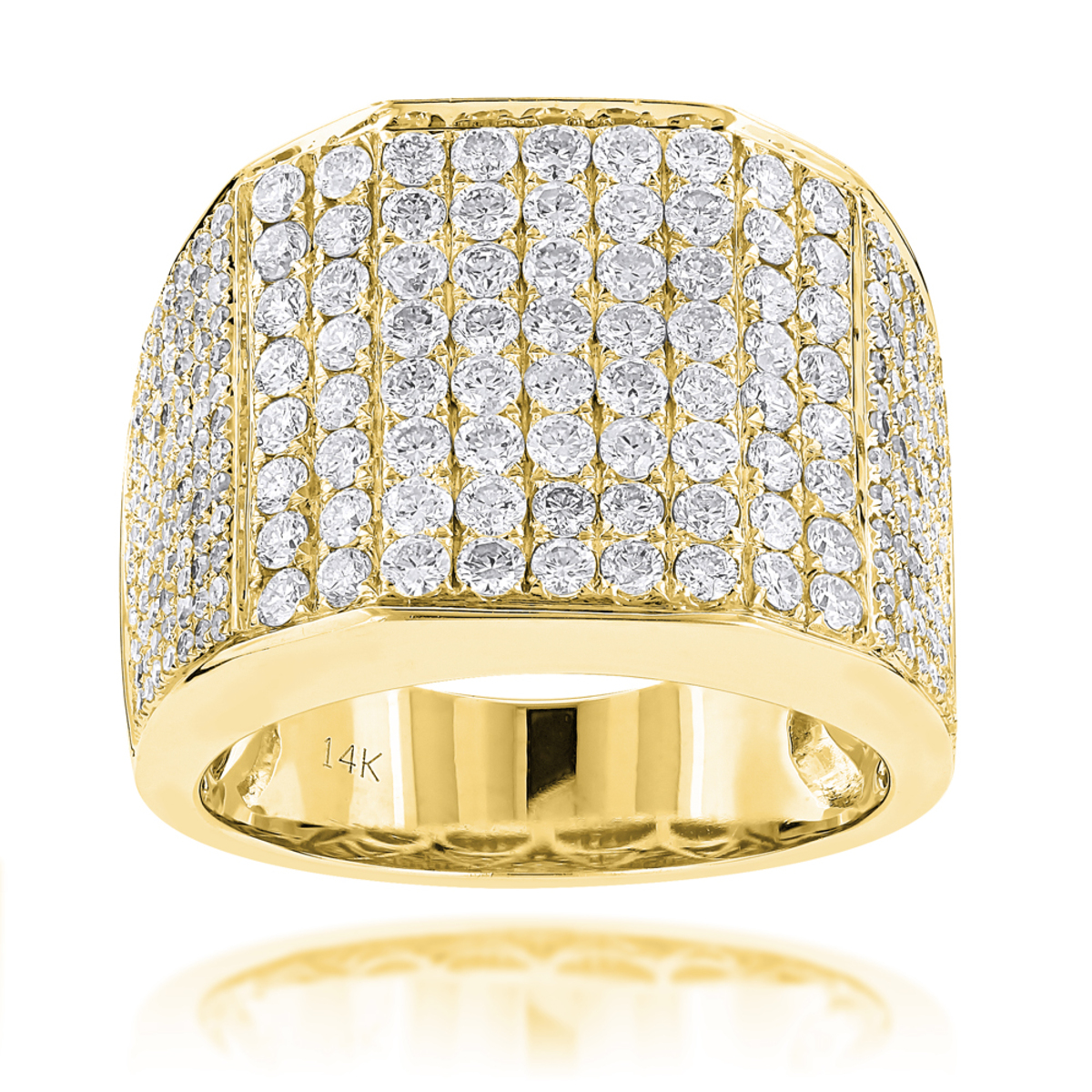 Iced Out Mens Diamond Ring 3.54ct 14K Gold 205016