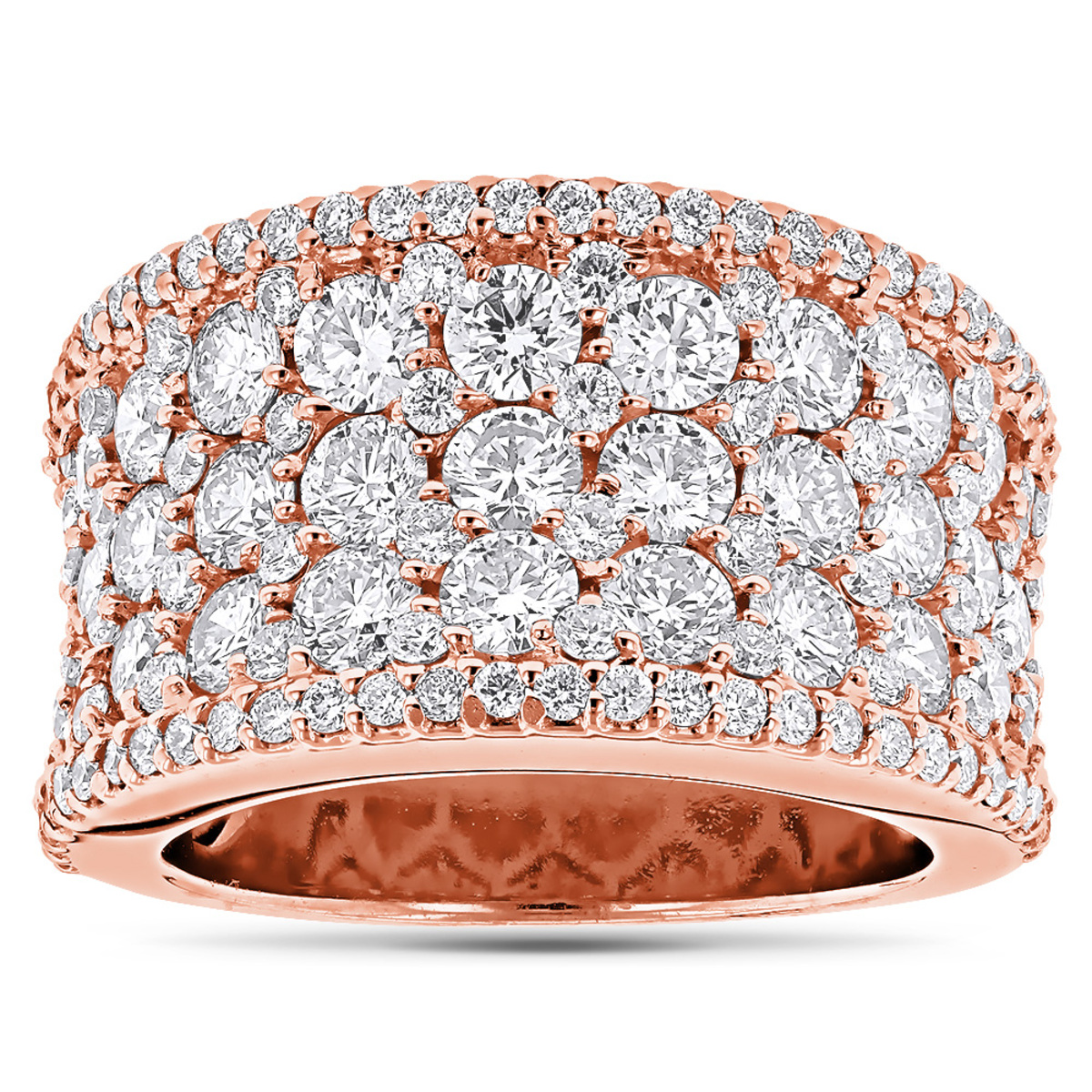 Iced Out Pave Diamond Ring for Women 3.93ct 14K Gold by Luxurman