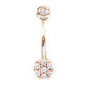 14K Gold Belly Button Ring with Diamonds 0.5ct