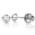 14K Gold Round Diamond Bezel Stud Earrings 0.30ct