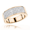 14K Gold Princess Cut Invisible Diamond Wedding Band 1.84ct