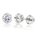 18K Gold Round Solitaire Diamond Bezel Stud Earrings 0.75ct