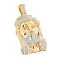 Real Hip Hop Large 14k Gold Diamond Jesus Face Pendant 7ct