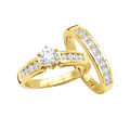14K Gold Diamond Designer Engagement Ring Set 1.04ct