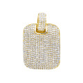 Iced Out 14K Gold Diamond Dog Tag Pendant 3ct