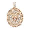 LUXURMAN Medallion 14K Gold Real Diamond Lions Head Pendant 1ct