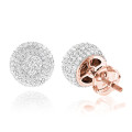 Pave Diamond Earrings 14K Gold Studs 1.32ct