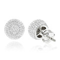 Pave Diamond Earrings 14K Gold Studs 1.32ct