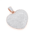 Pave Diamond Heart Pendant 14K Gold 2 carats