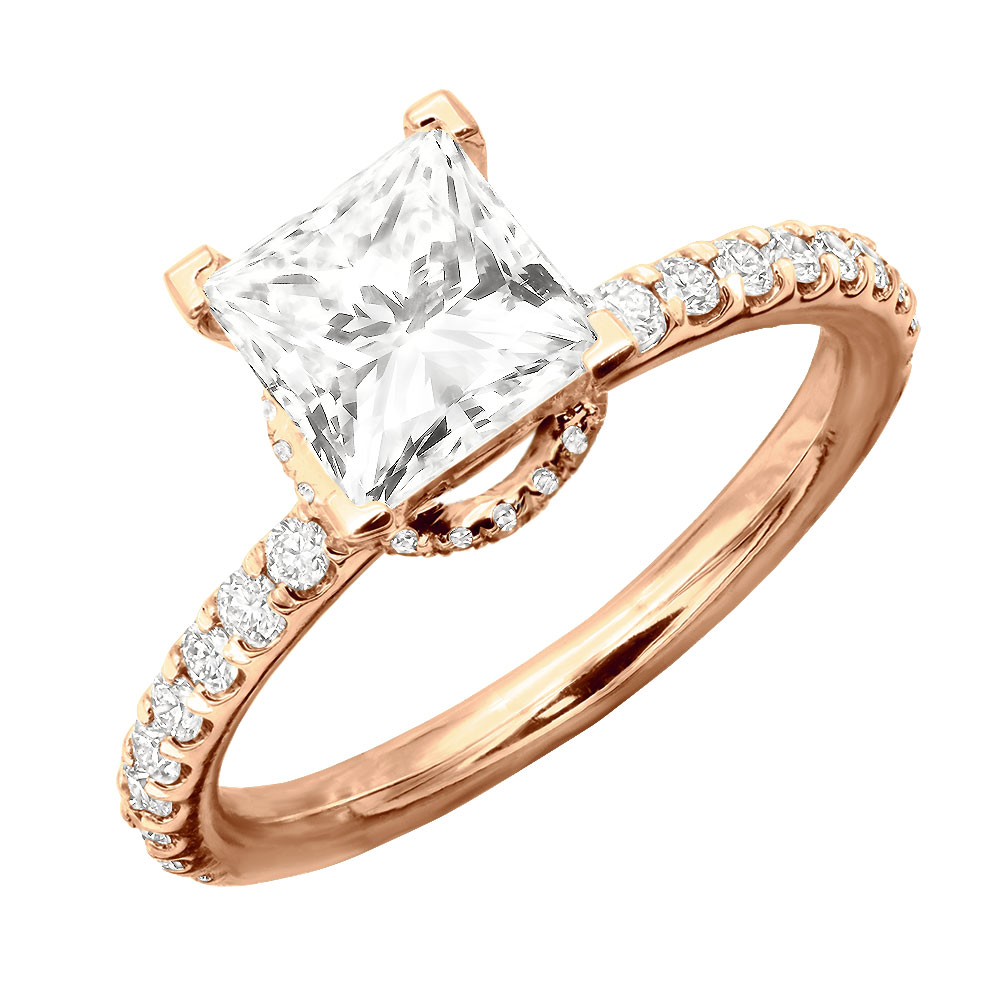 Item Code: 018120, Approx. Weight: 3 g, Warranty: 12 months, Ring Style: Birthstone, Unique, Metal: 14K Gold, Bridal: Bridal, Engagement, Width: 1/4in (7mm), Personalization: Yes, Carat Weight: 2 ct, Type of Gemstone: Diamond, Shape: Princess, Round, Color: F, Clarity: VS, Stone Setting Type: Prong, Pave.