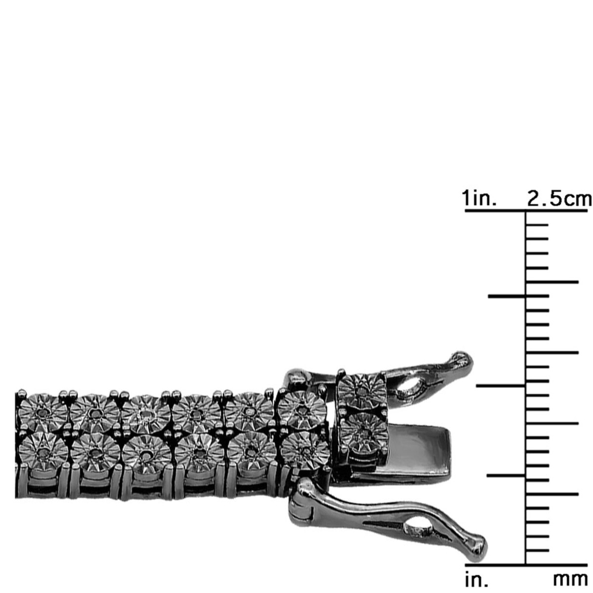 1 Carat Mens Diamond Tennis Necklace Sterling Silver 2 Row Black