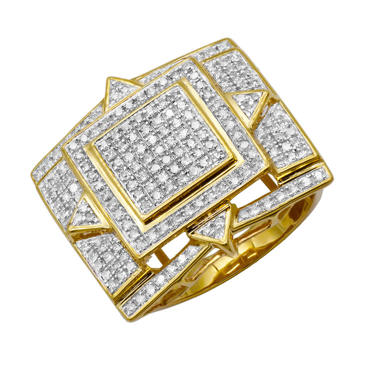 10K Gold Mens Pave Diamond Ring 1.50ct 501001