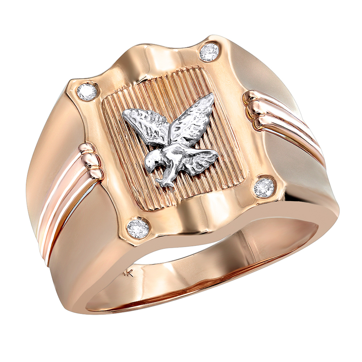 アクセサリー CALEE Eagle Motif Gold Tone Ring 14-karat-yellow-rose-gold-