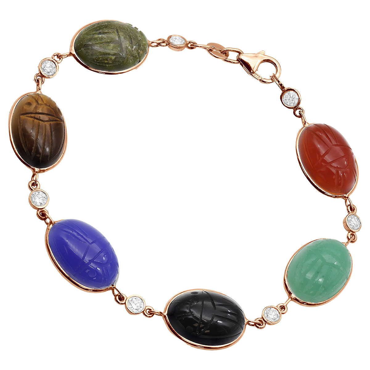 Gold-Tone Multi Cabochon Scarab Link Watch Bracelet - Tempus Scarab Watch Bracelet - Etsy main image 3