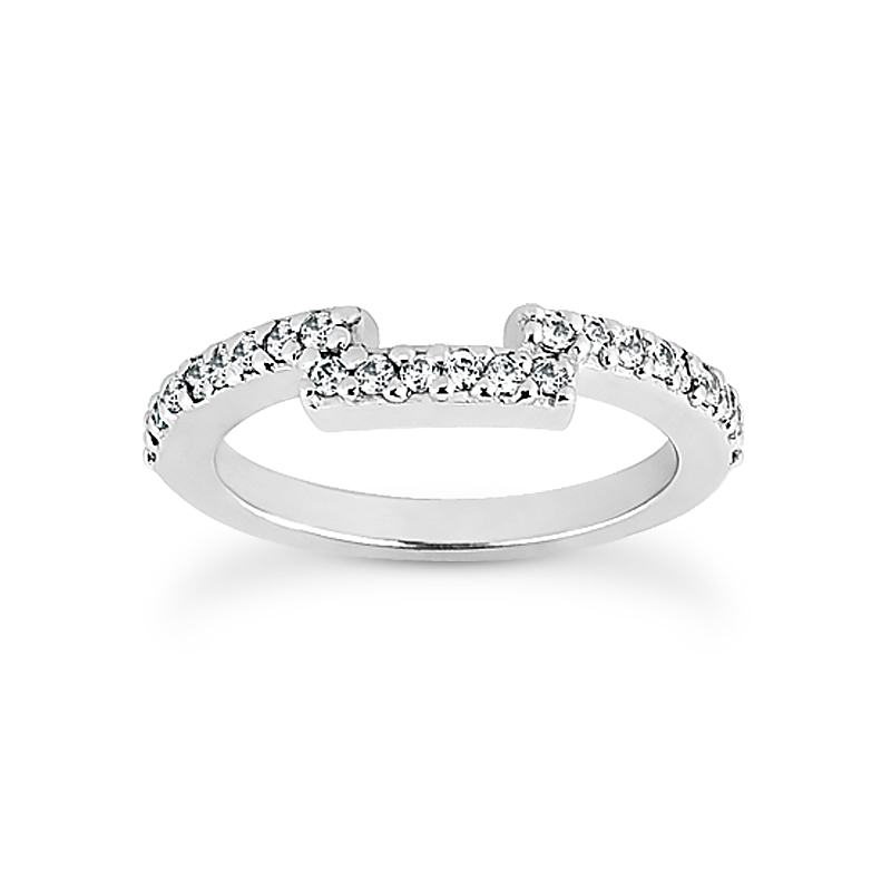 Ultra Thin 14K White Gold Diamond Unique Engagement Band 0.24ct 2mm