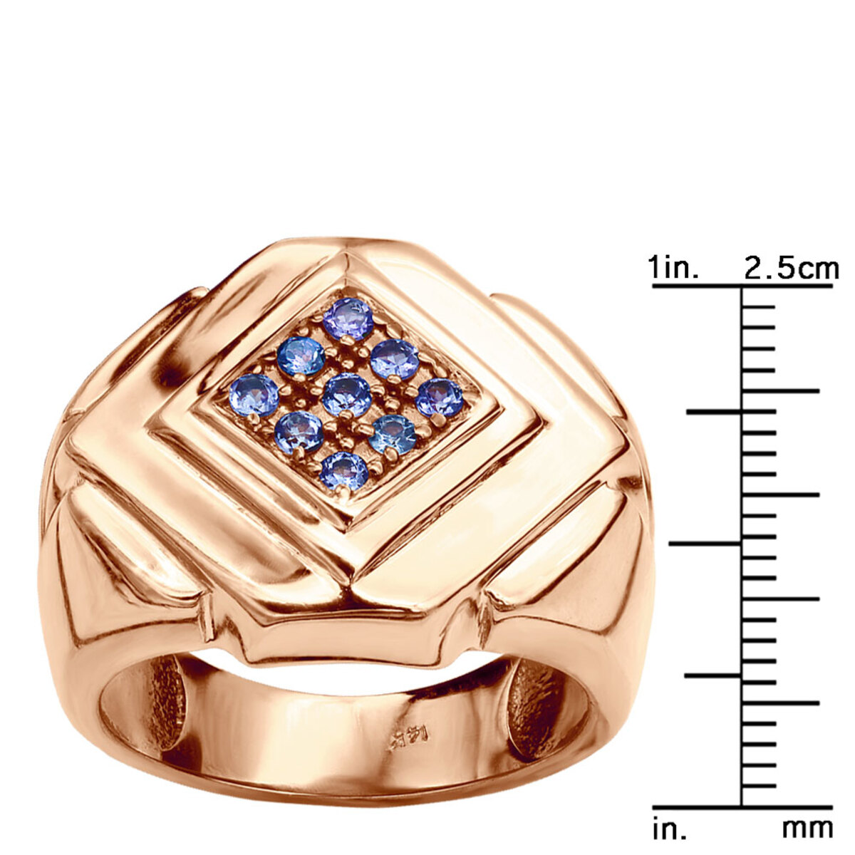 14K Gold Tanzanite Mens Ring by Luxurman 000496
