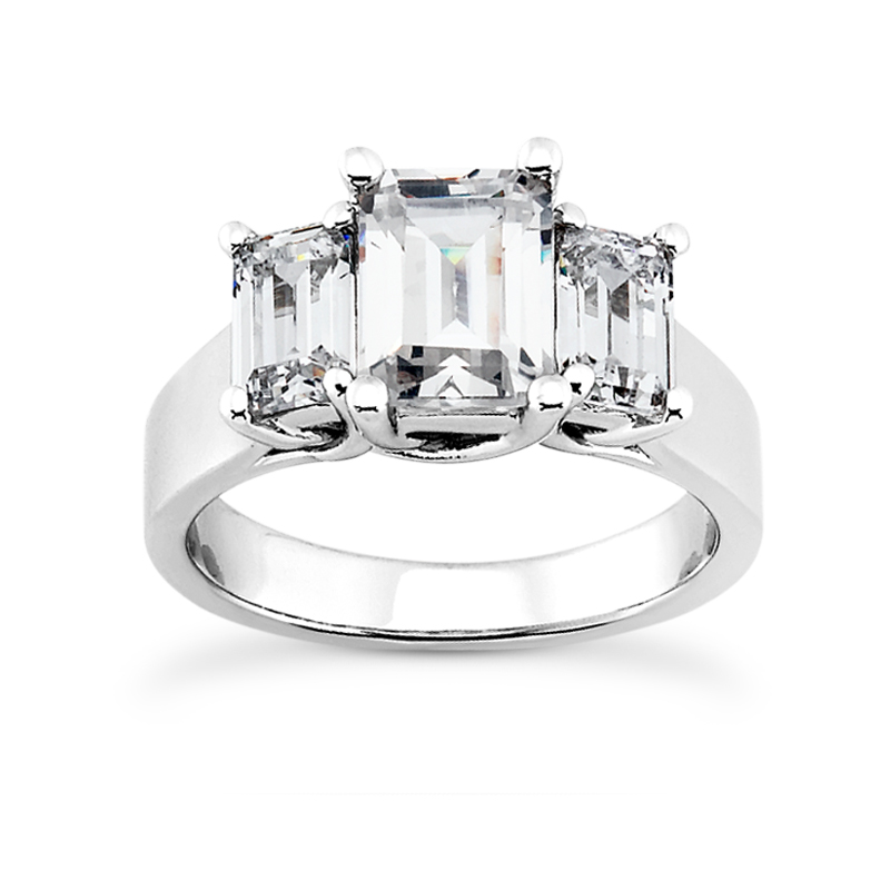 14K Gold Three Stone Diamond Engagement Ring 1.16ct 5mm 006659
