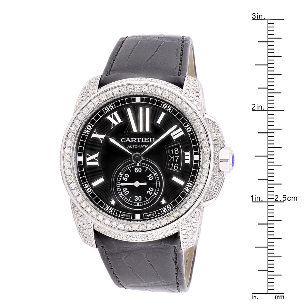 Custom Cartier de Calibre Mens Diamond Watch 9.25ct 966045