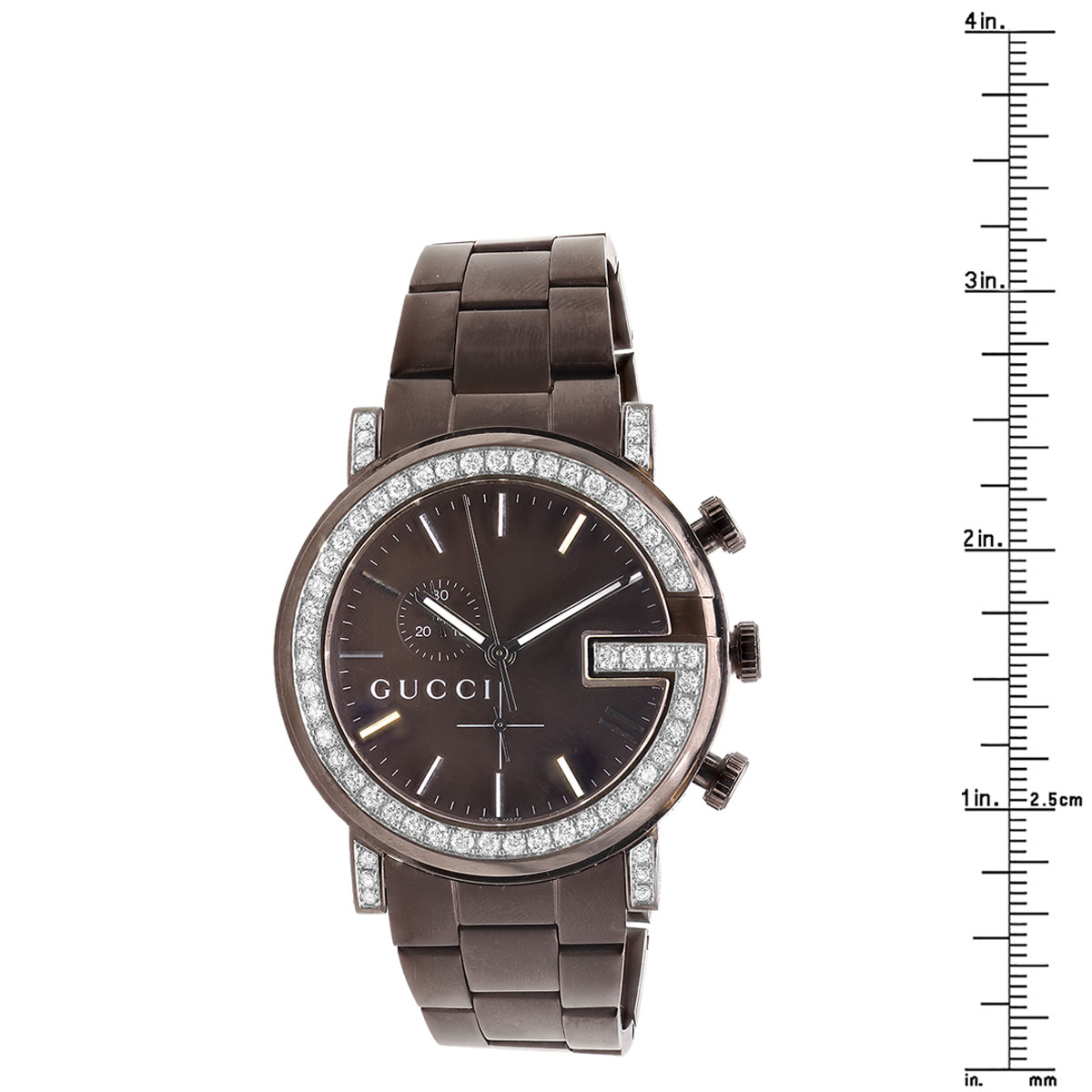 Genuine Men's Gucci Chrono Diamond Watch 101M Brown YA101341 5.5 Carats ...